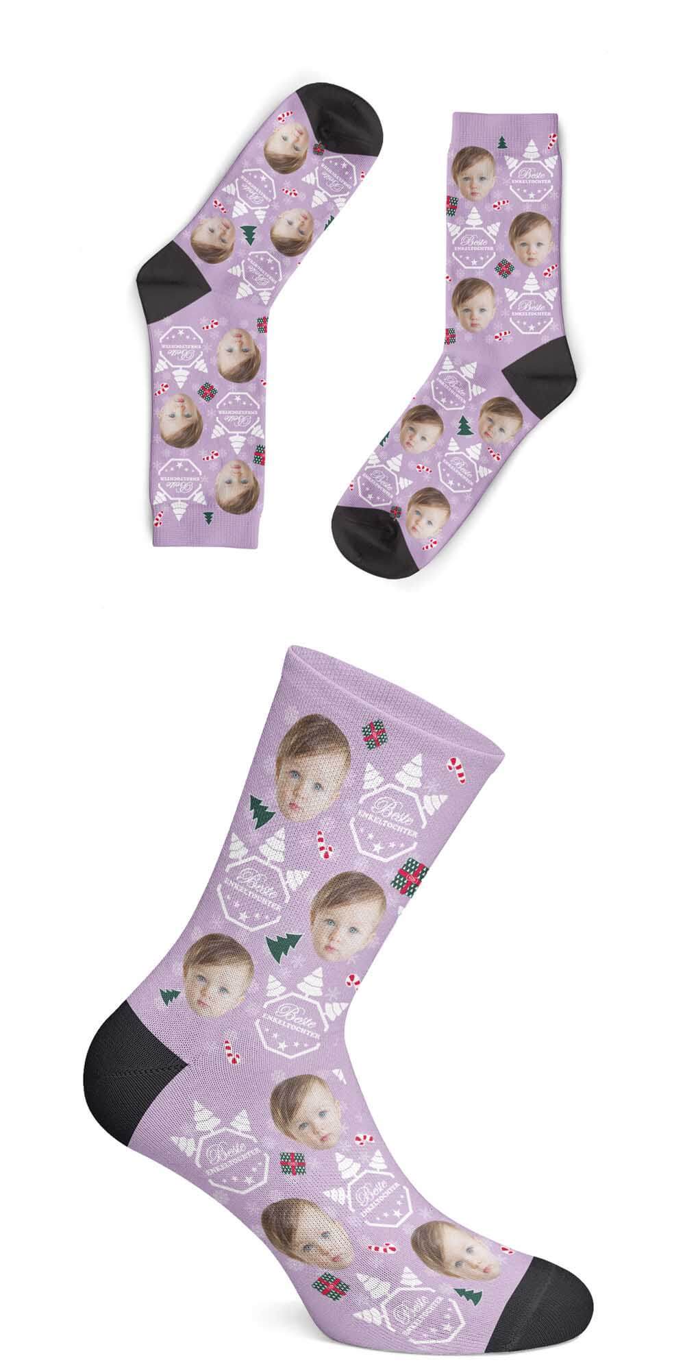 Individuelle Christmas Enkeltochter Socken - Gesicht-auf-Socken