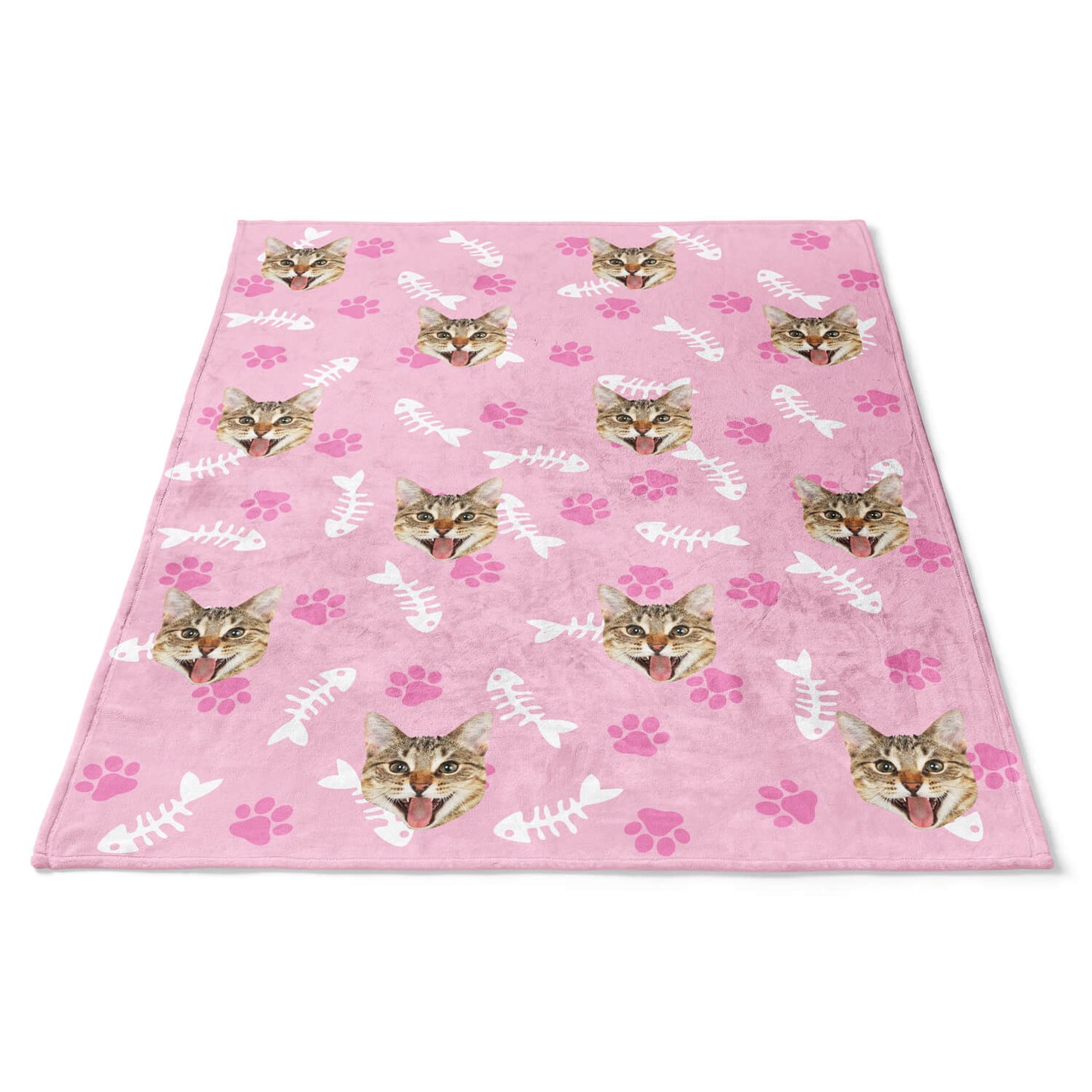 Personalisierte Katzen Kuscheldecke Pink
