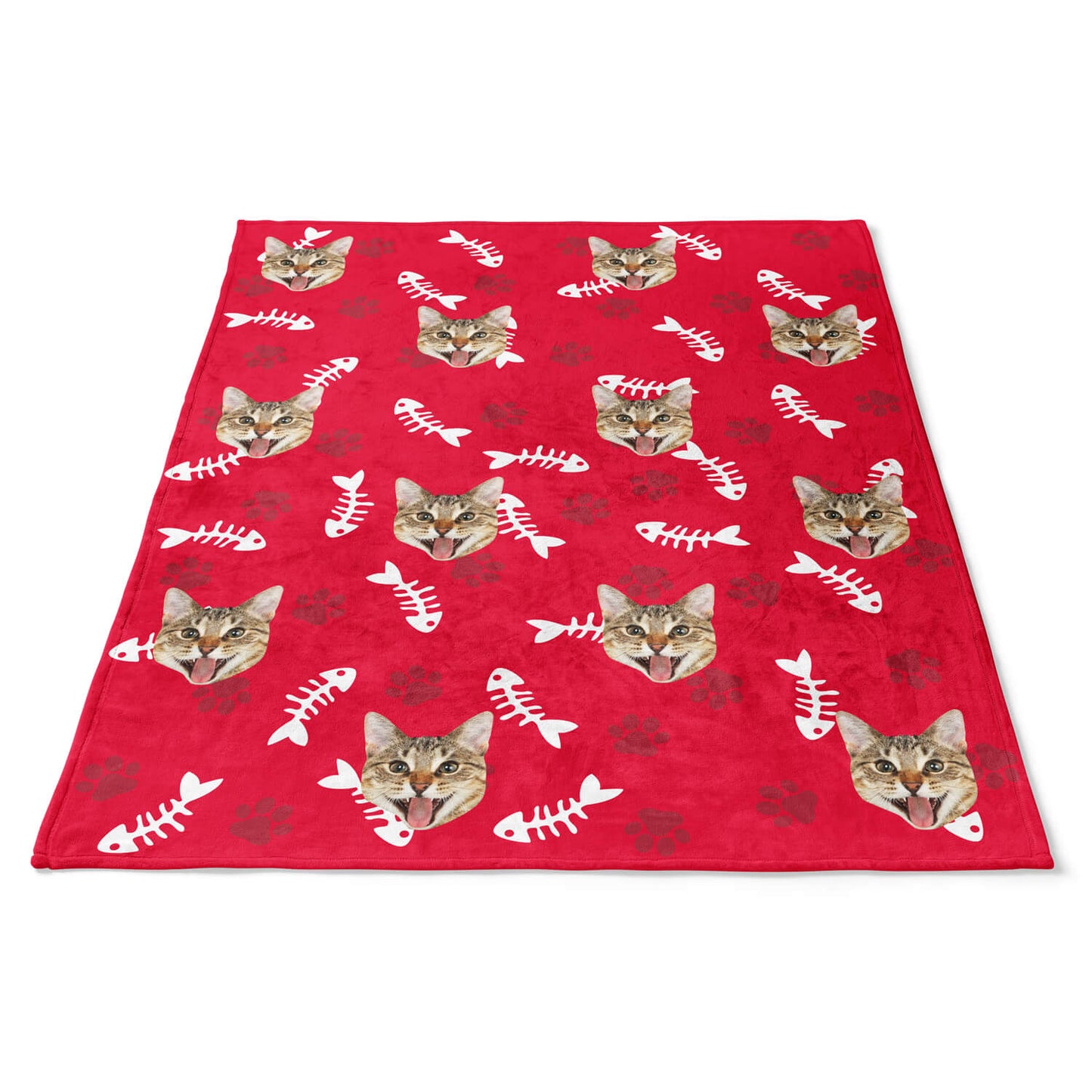 Personalisierte Katzen Kuscheldecke Rot
