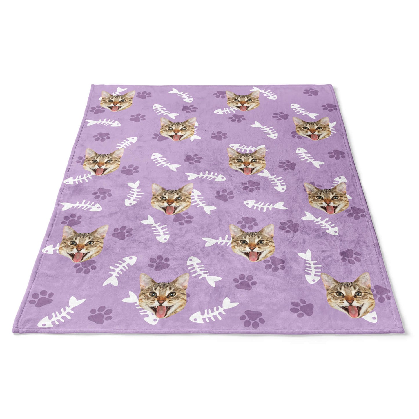 Personalisierte Katzen Kuscheldecke Lila