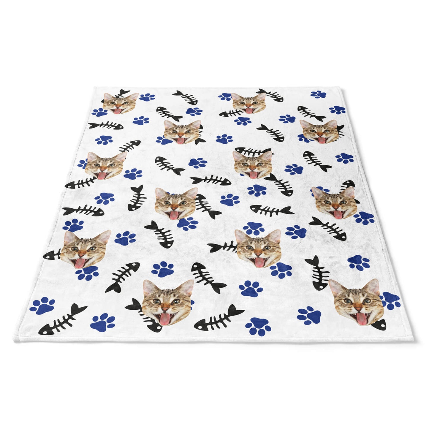 Personalisierte Katzen Kuscheldecke Weiß