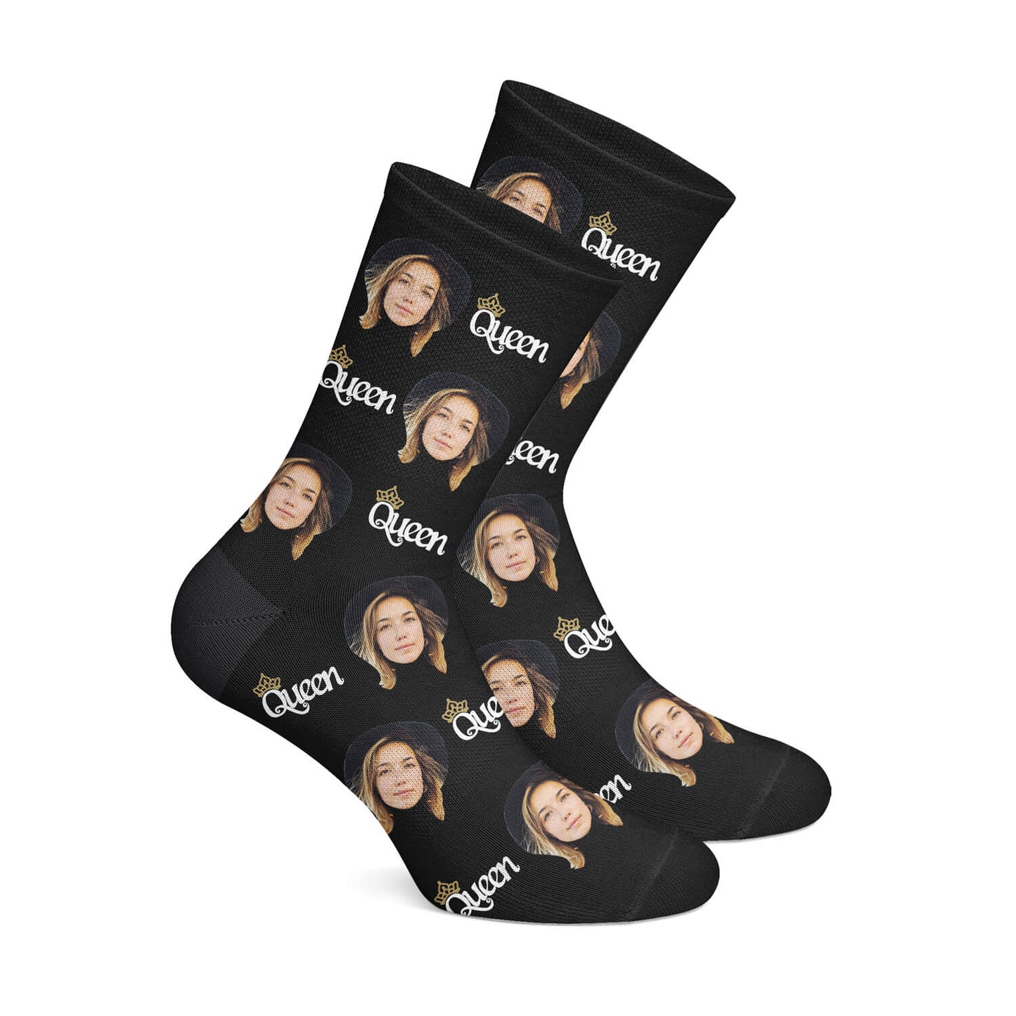 Personalisierte Queen Socken Schwarz