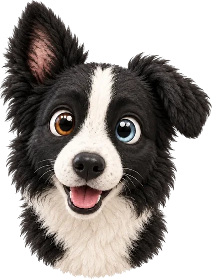 Derselbe Hund als Cartoon gezeichnet