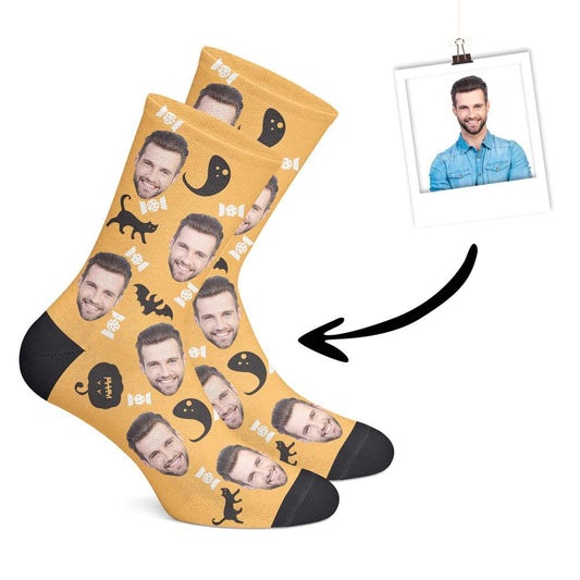 Personalisierte gruselige Halloweensocken Orange