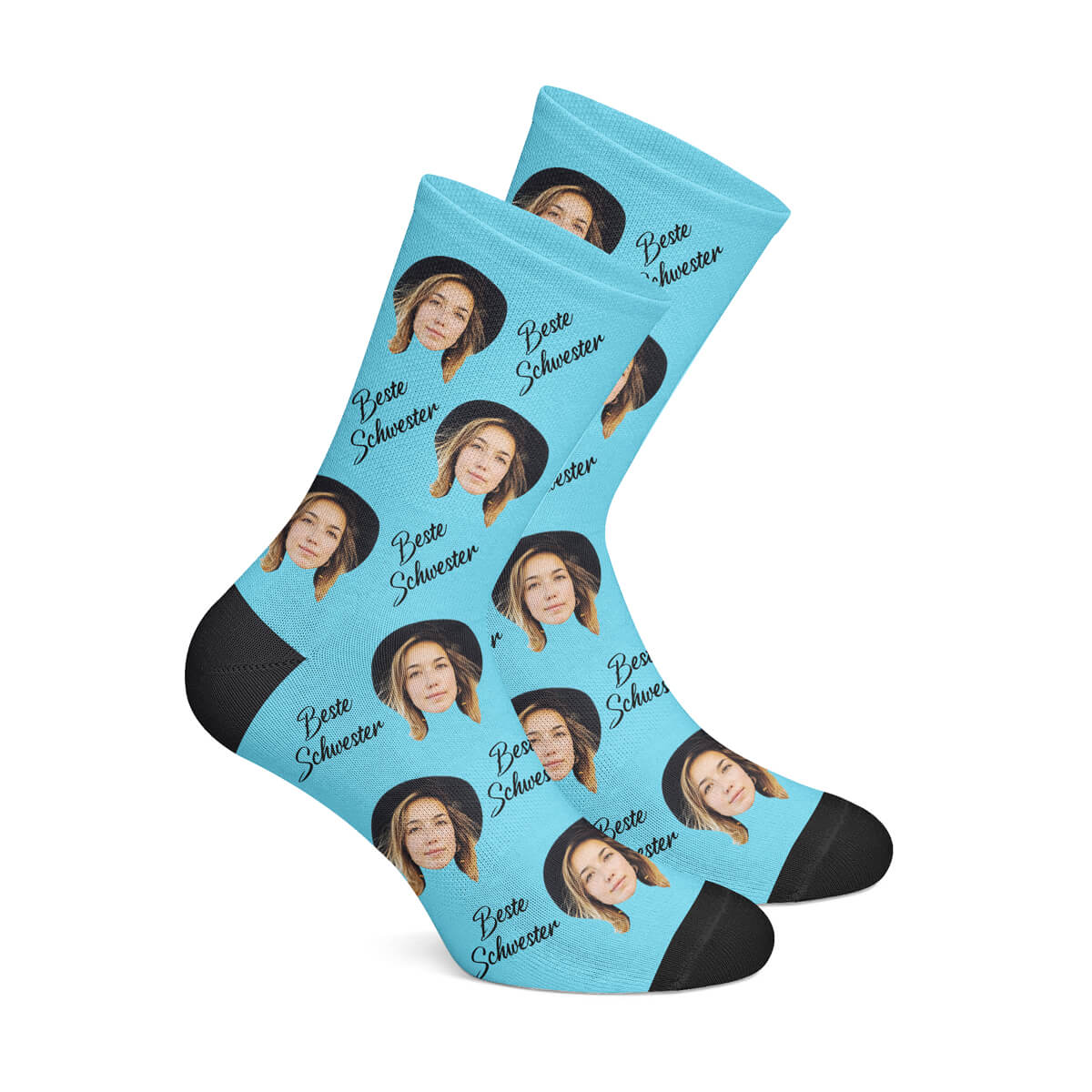 Personalisierte "BESTE SCHWESTER" Socken Blau