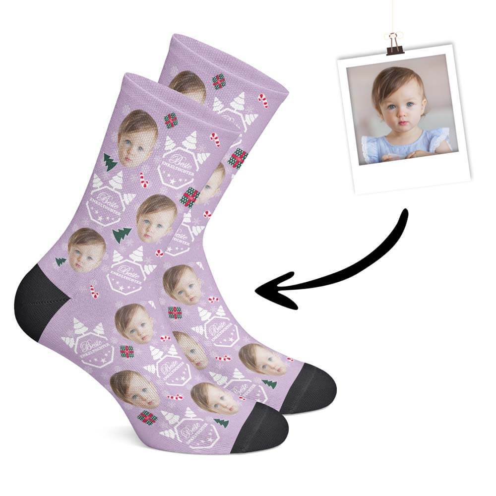 Individuelle Christmas Enkeltochter Socken - Gesicht-auf-Socken