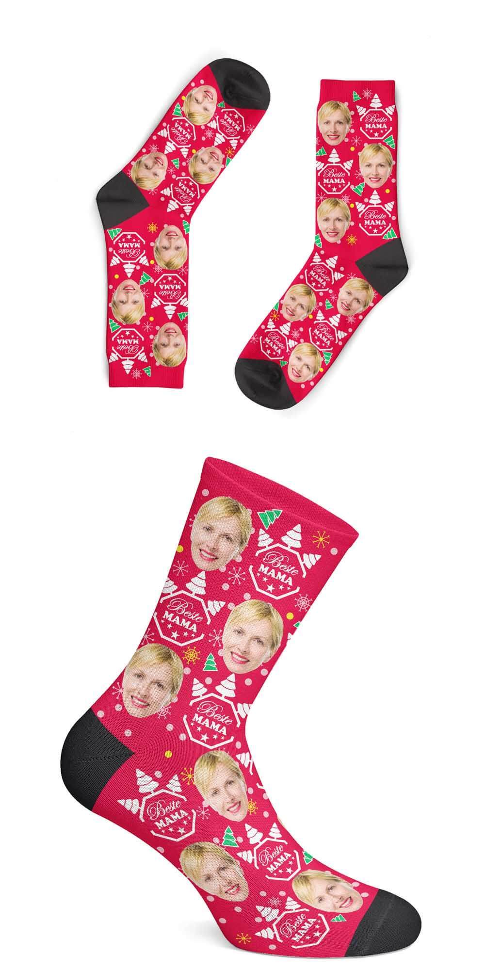Individuelle Christmas Mama Socken - Gesicht-auf-Socken