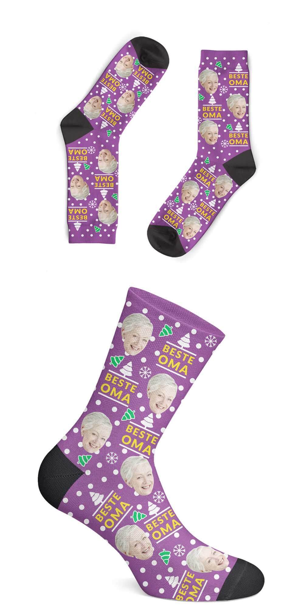 Individuelle Christmas Oma Socken - Gesicht-auf-Socken