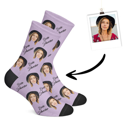 Personalisierte "BESTE SCHWESTER" Socken Lila