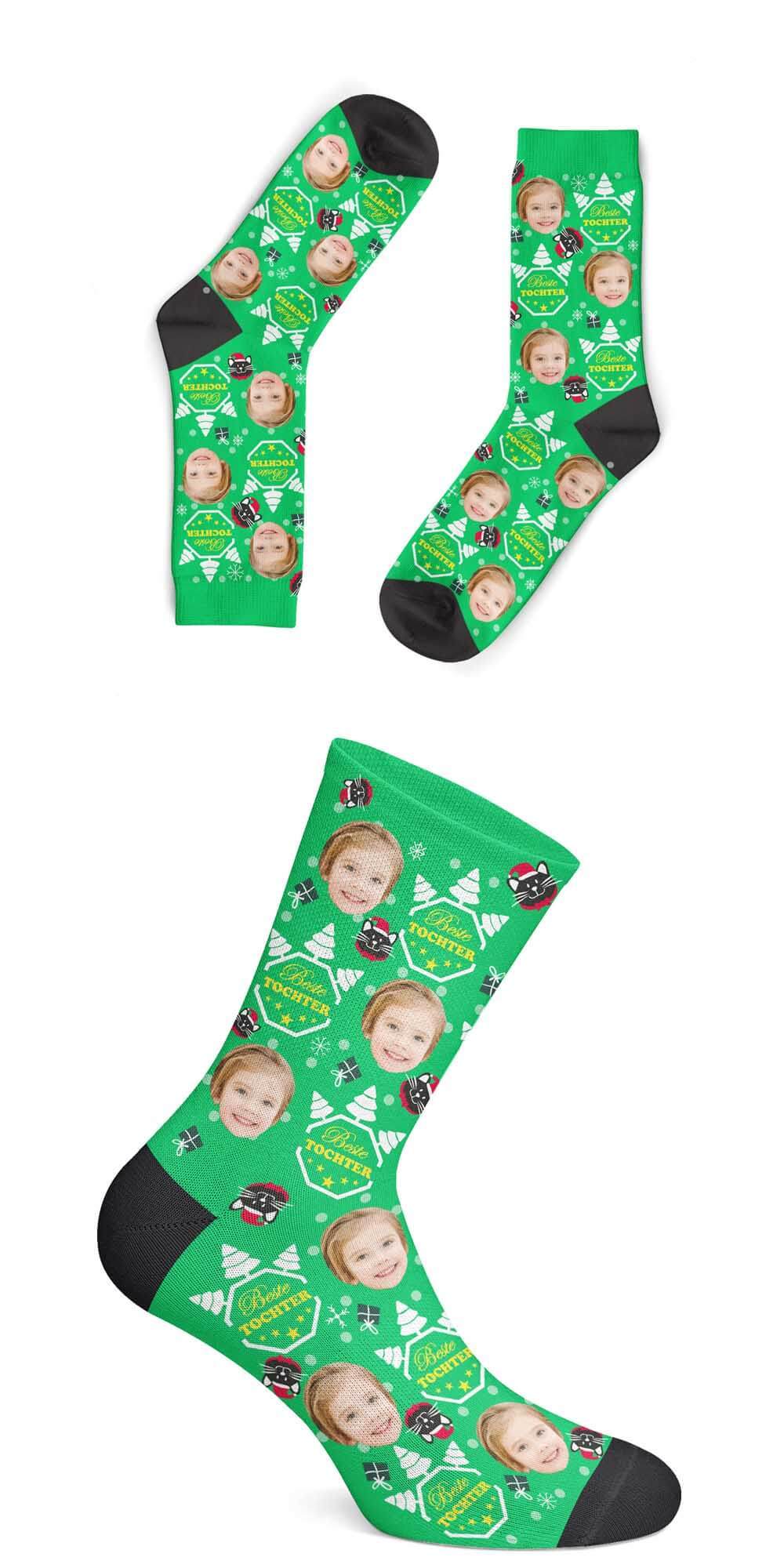 Individuelle Christmas Tochter Socken - Gesicht-auf-Socken