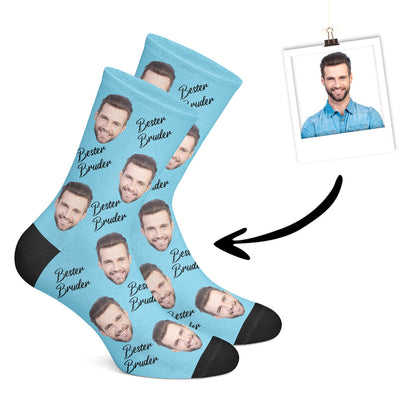 Personalisierte "BESTER BRUDER" Socken Blau