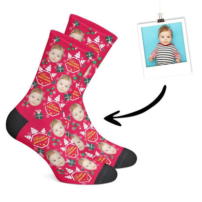 Individuelle Christmas Enkelsohn Socken - Gesicht-auf-Socken