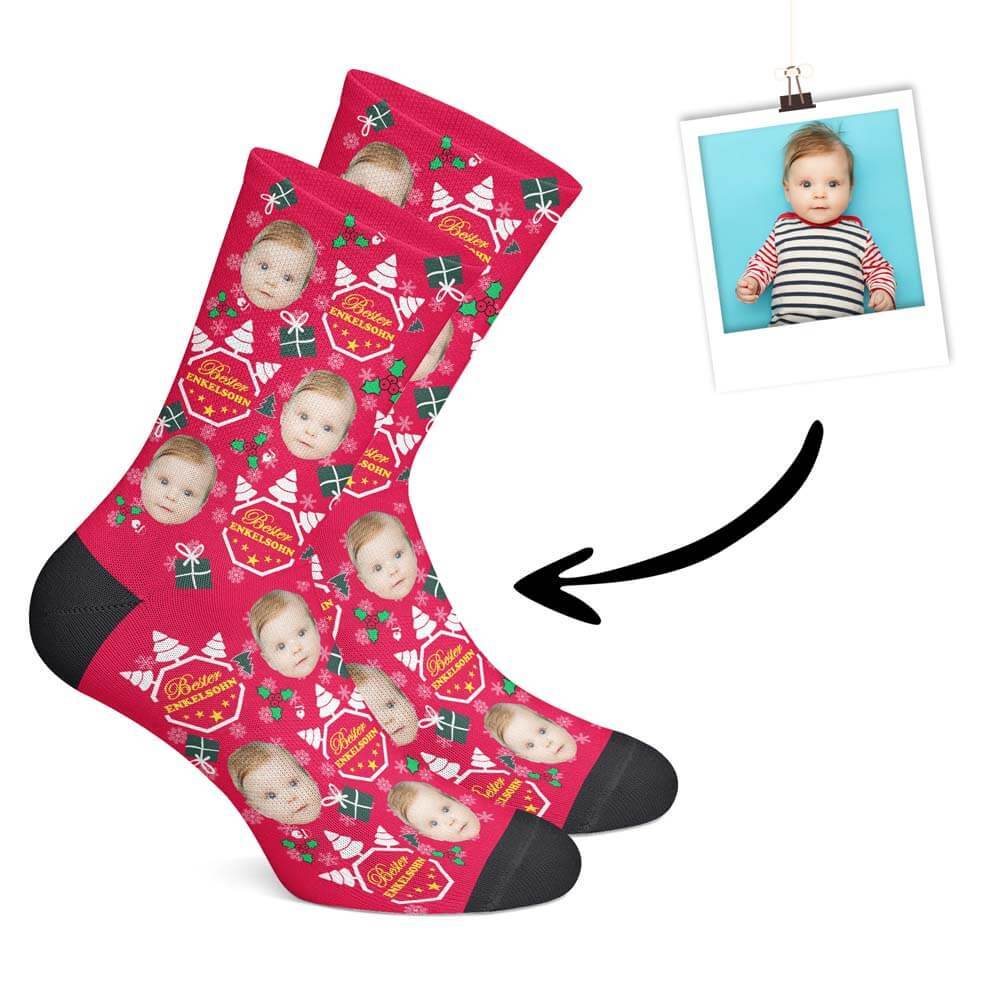 Christmas Enkelsohn Socken mit deinem Foto