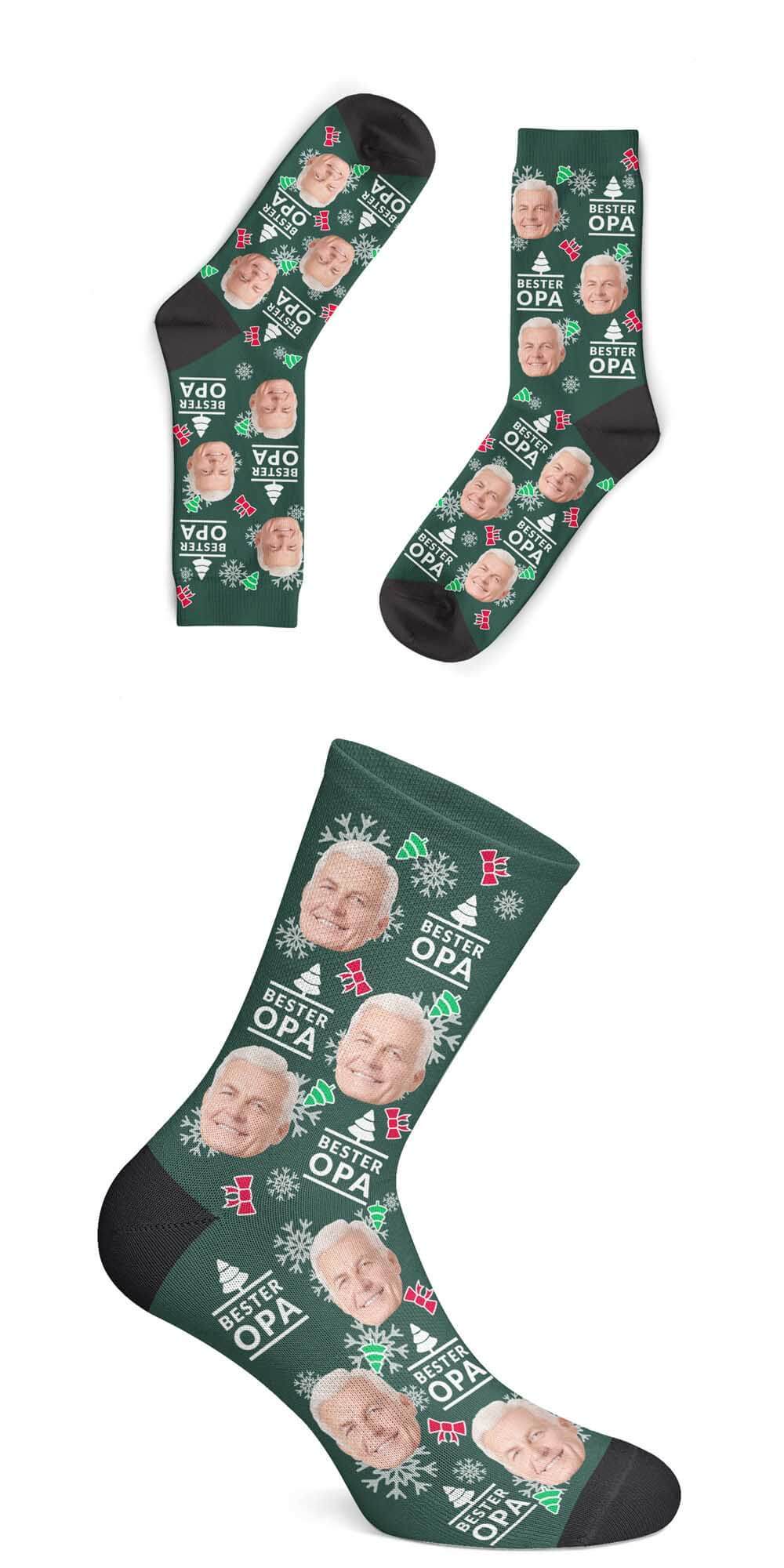Individuelle Christmas Opa Socken - Gesicht-auf-Socken