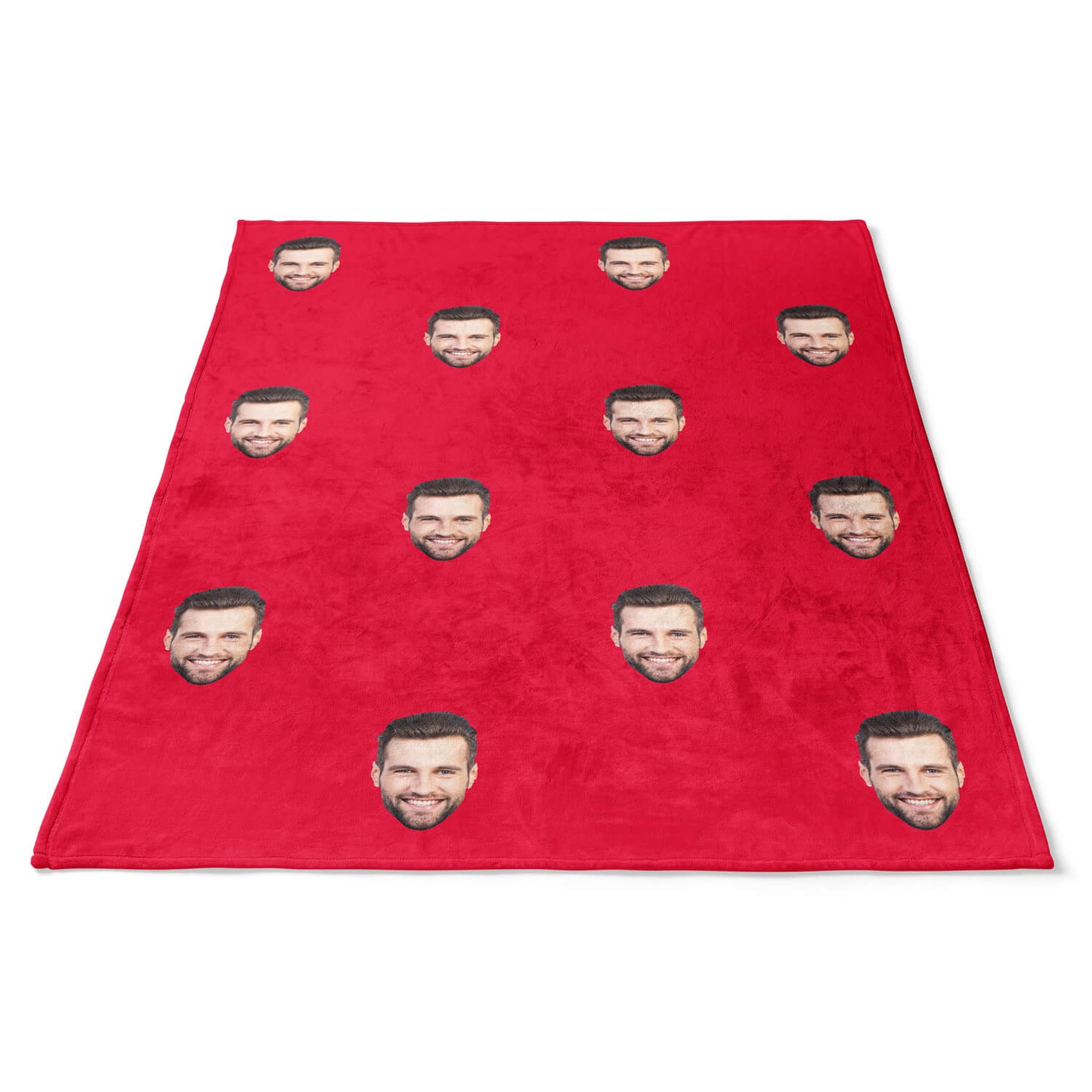 Personalisierte Gesichts Kuscheldecke Rot