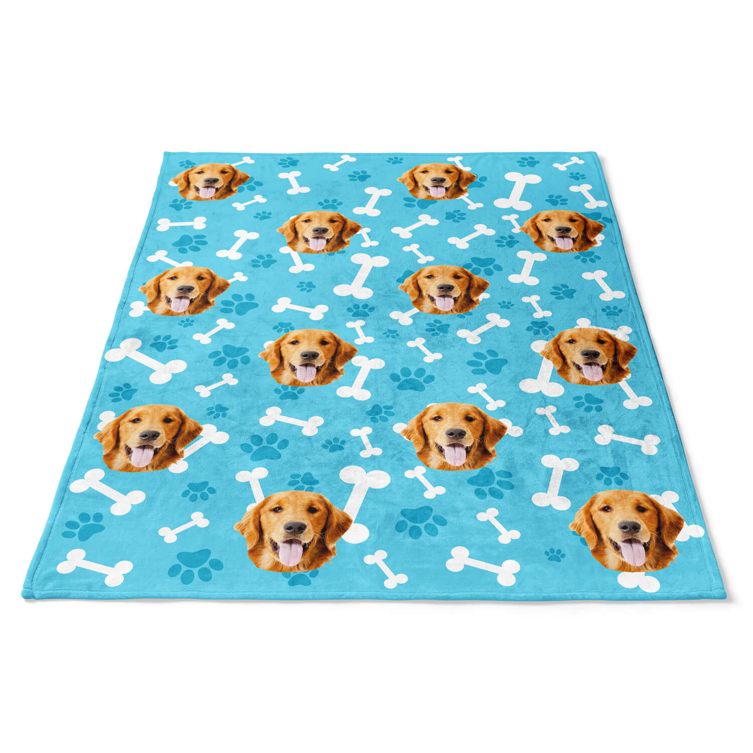 Personalisierte Hunde Kuscheldecke Blau