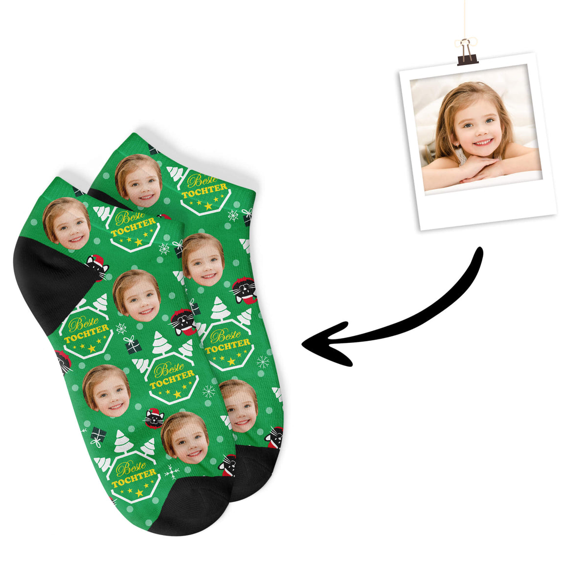 Christmas Tochter Sneakersocken mit deinem Foto