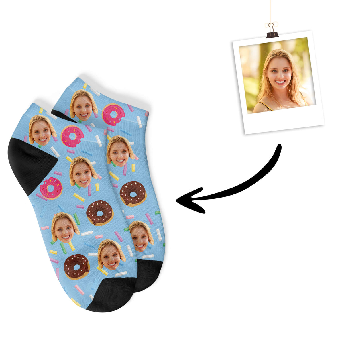 Donut Sneakersocken mit deinem Foto