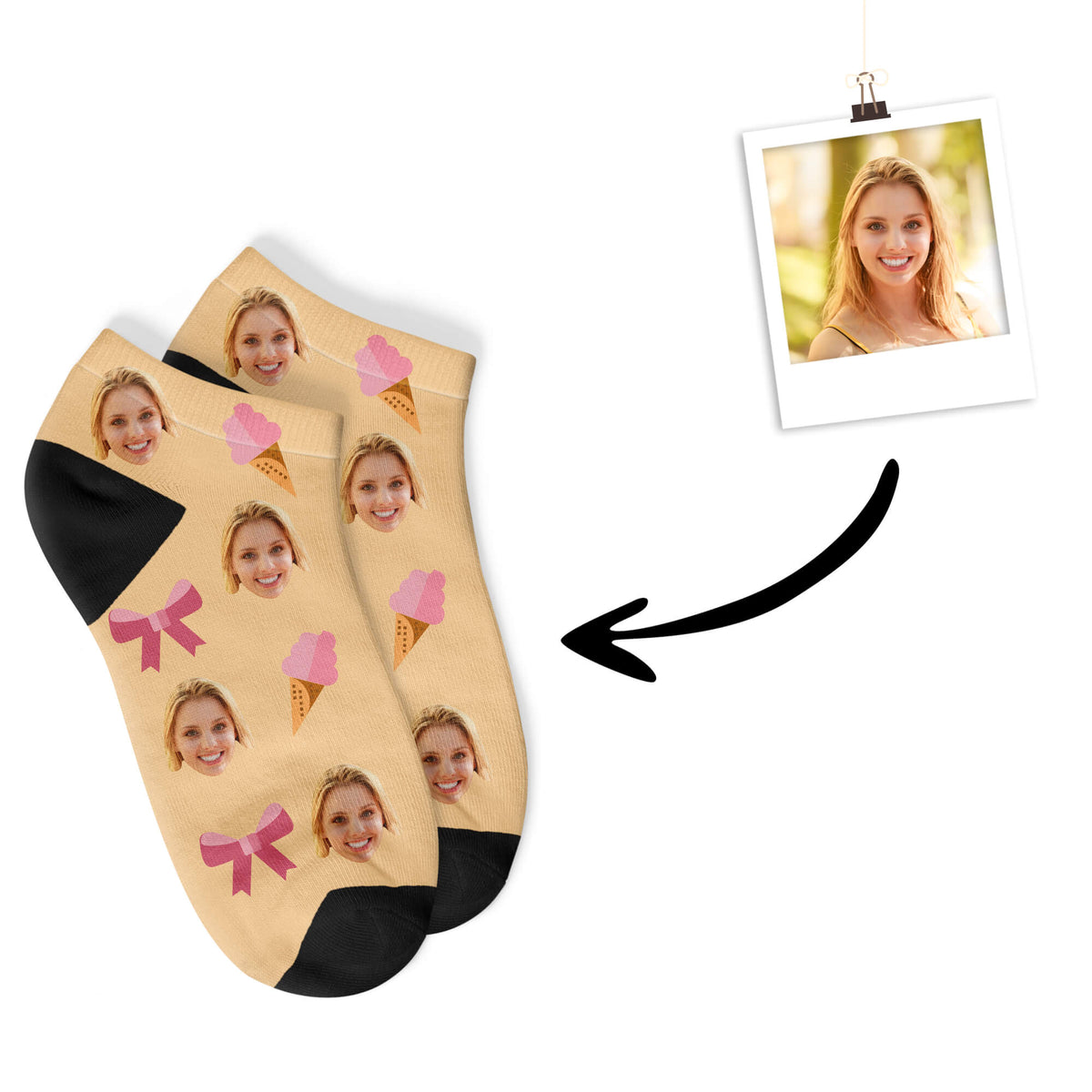 Eis Sneakersocken mit deinem Foto