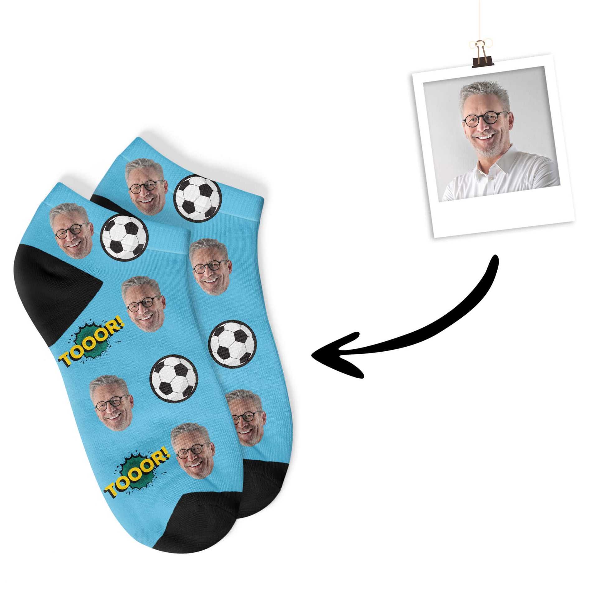 Personalisierte Fußball Sneakersocken Blau