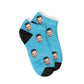 Personalisierte Gesichts Sneakersocken Blau