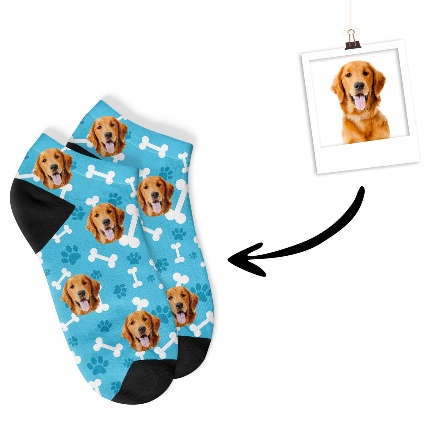 Personalisierte Hunde Sneakersocken Blau