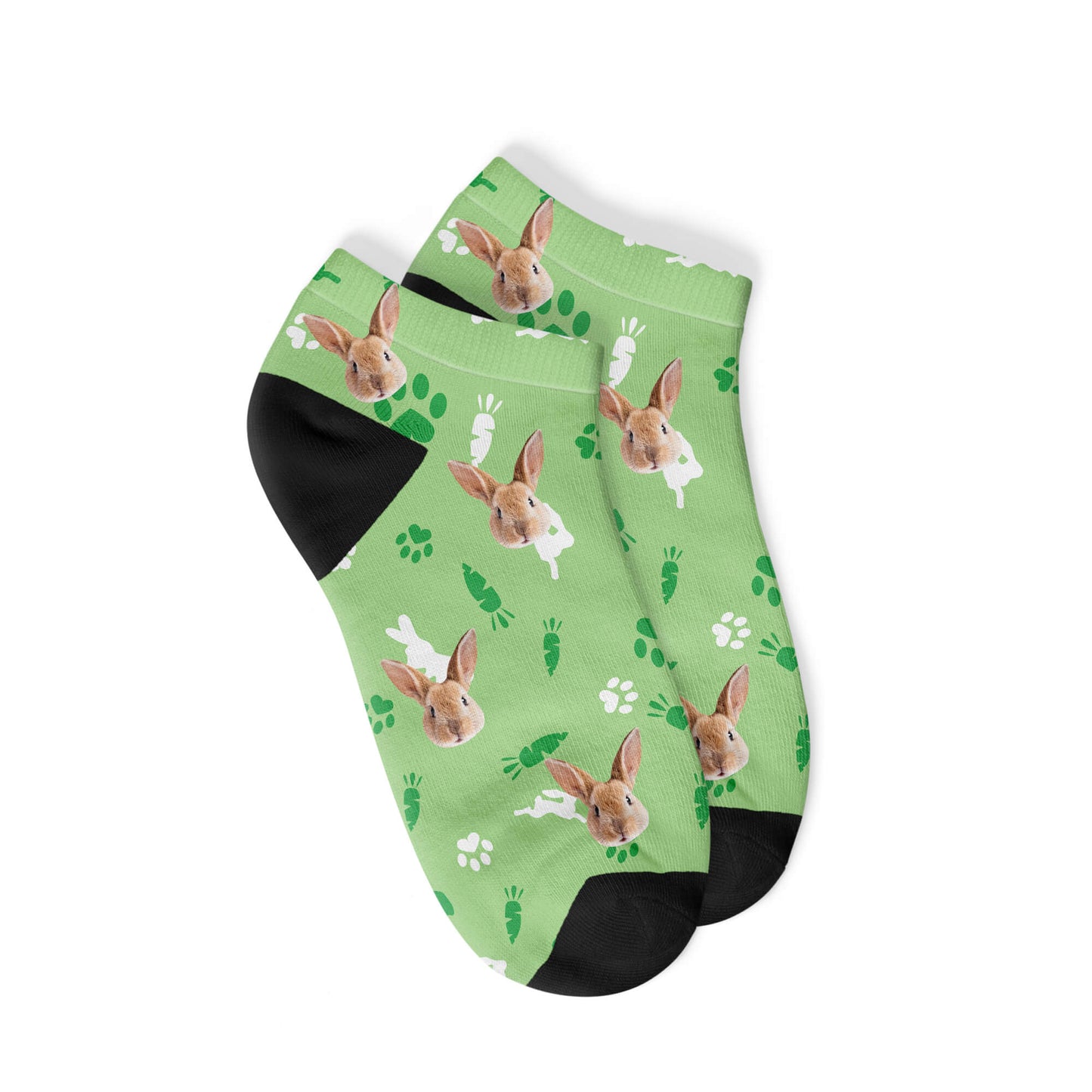 Personalisierte Kaninchen Sneakersocken Grün