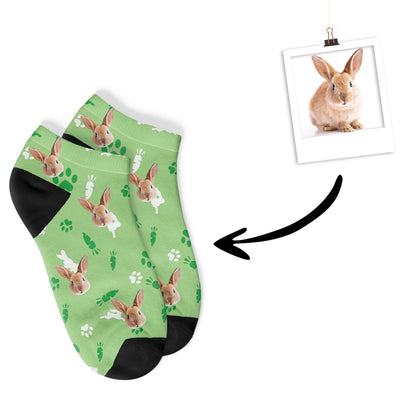 Personalisierte Kaninchen Sneakersocken Grün