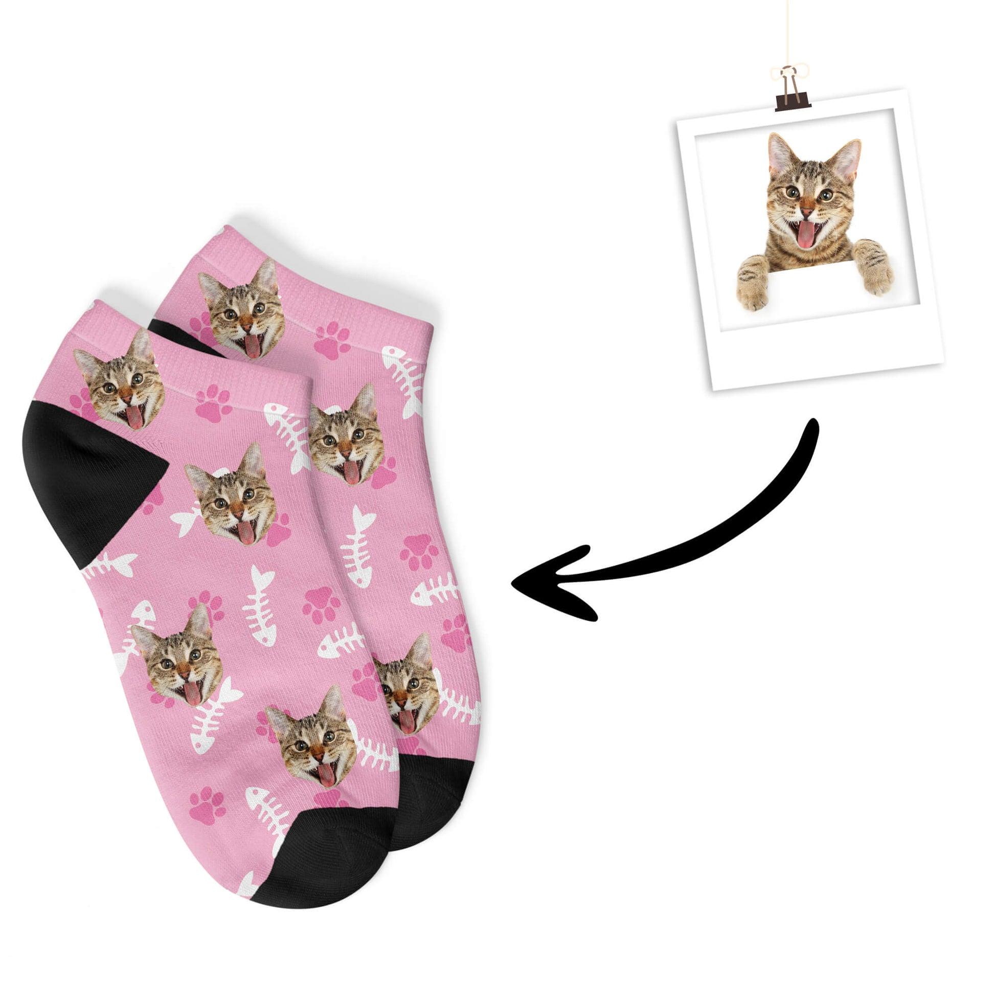 Personalisierte Katzen Sneakersocken Pink