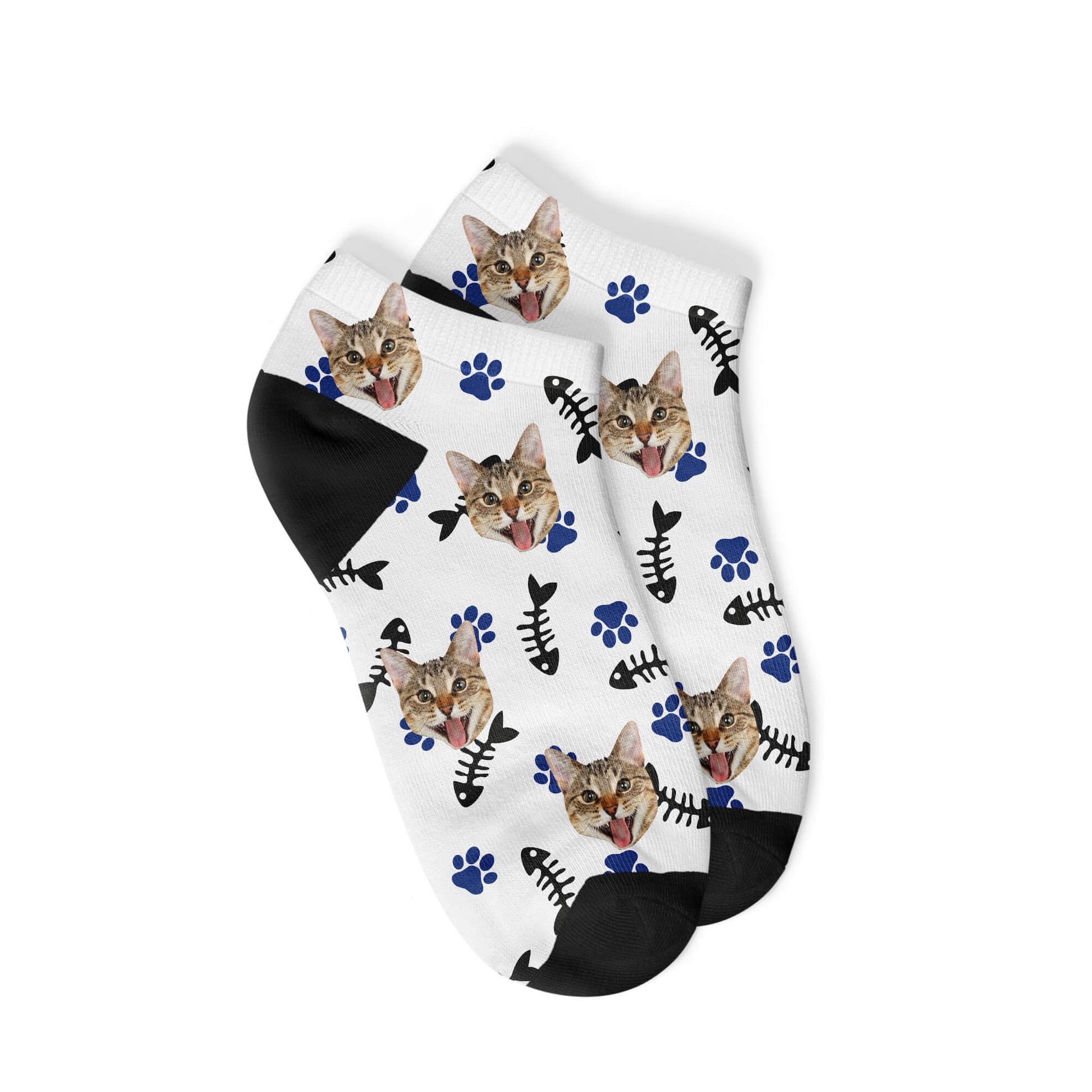 Personalisierte Katzen Sneakersocken Weiß