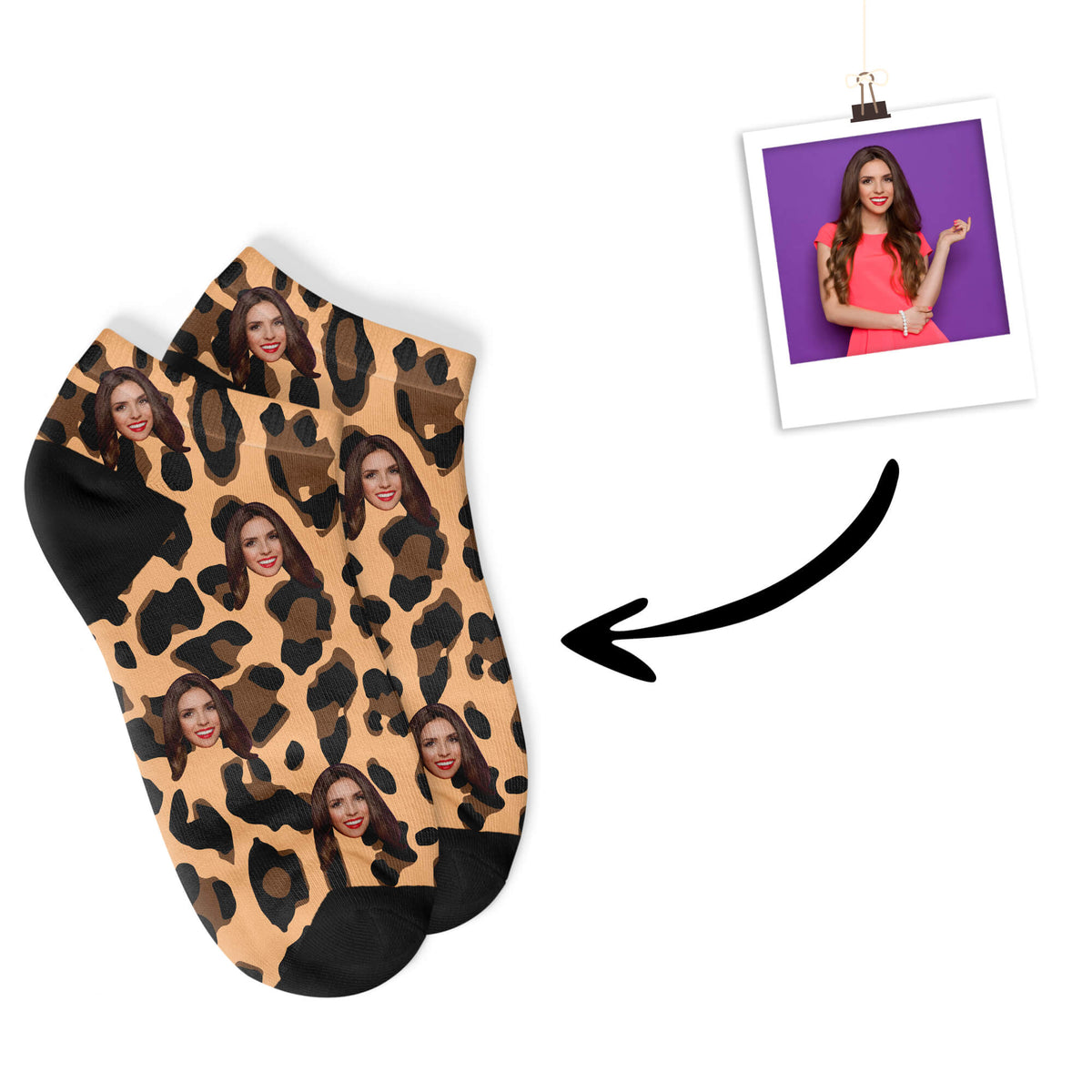 Leoparden Sneakersocken mit deinem Foto