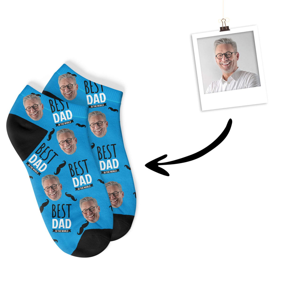 Papa/Dad Sneakersocken "BEST DAD" mit deinem Foto