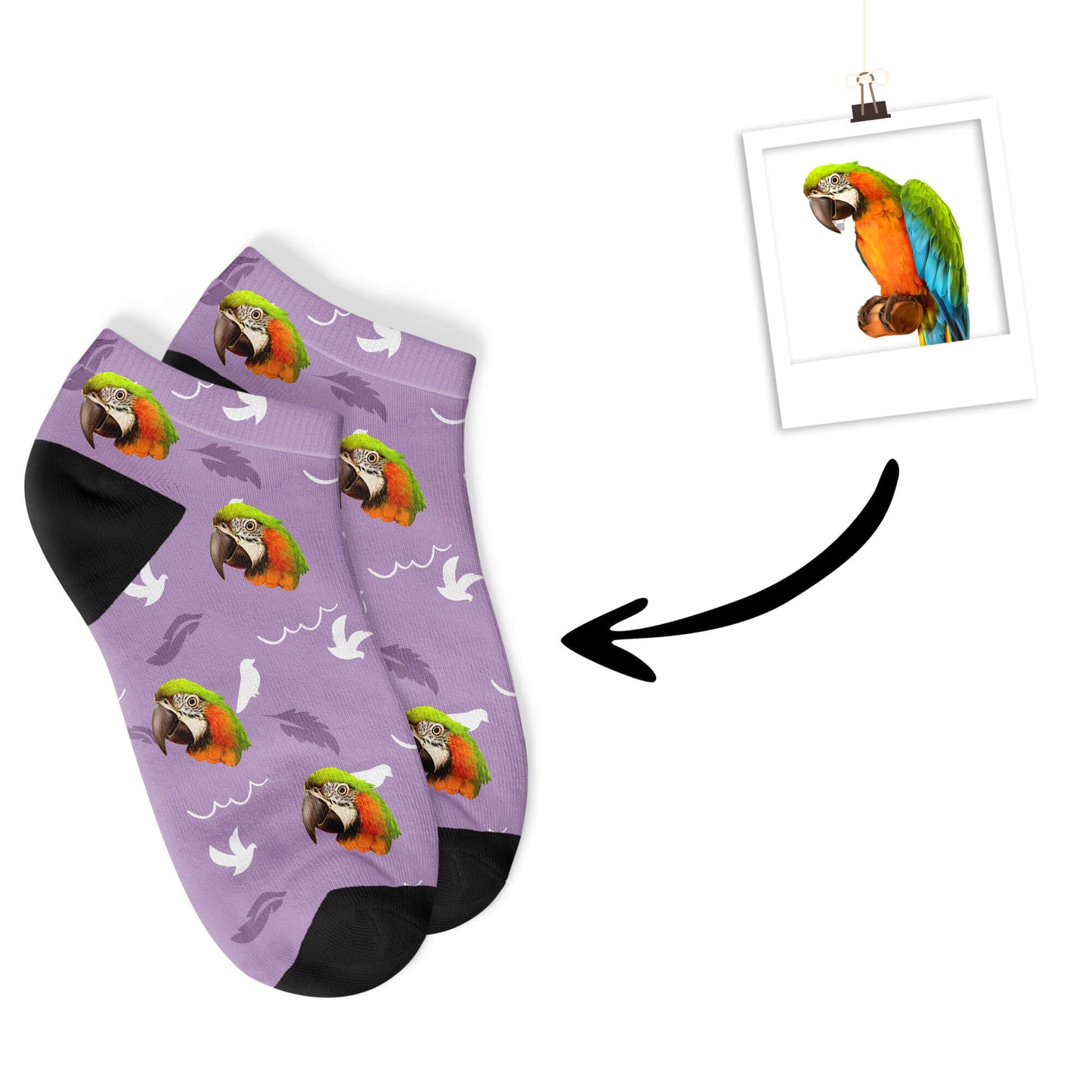 Personalisierte Vogel Sneakersocken Lila