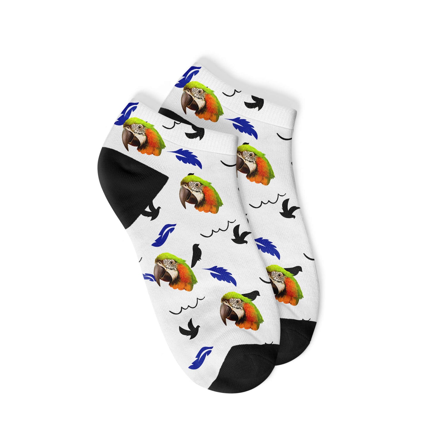 Personalisierte Vogel Sneakersocken Weiß