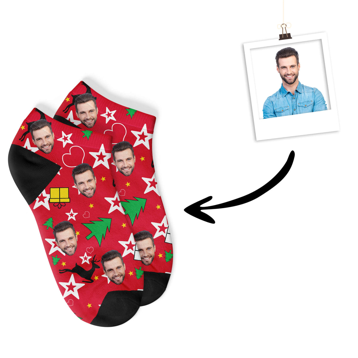 Weihnachtsbaum Sneakersocken mit deinem Foto