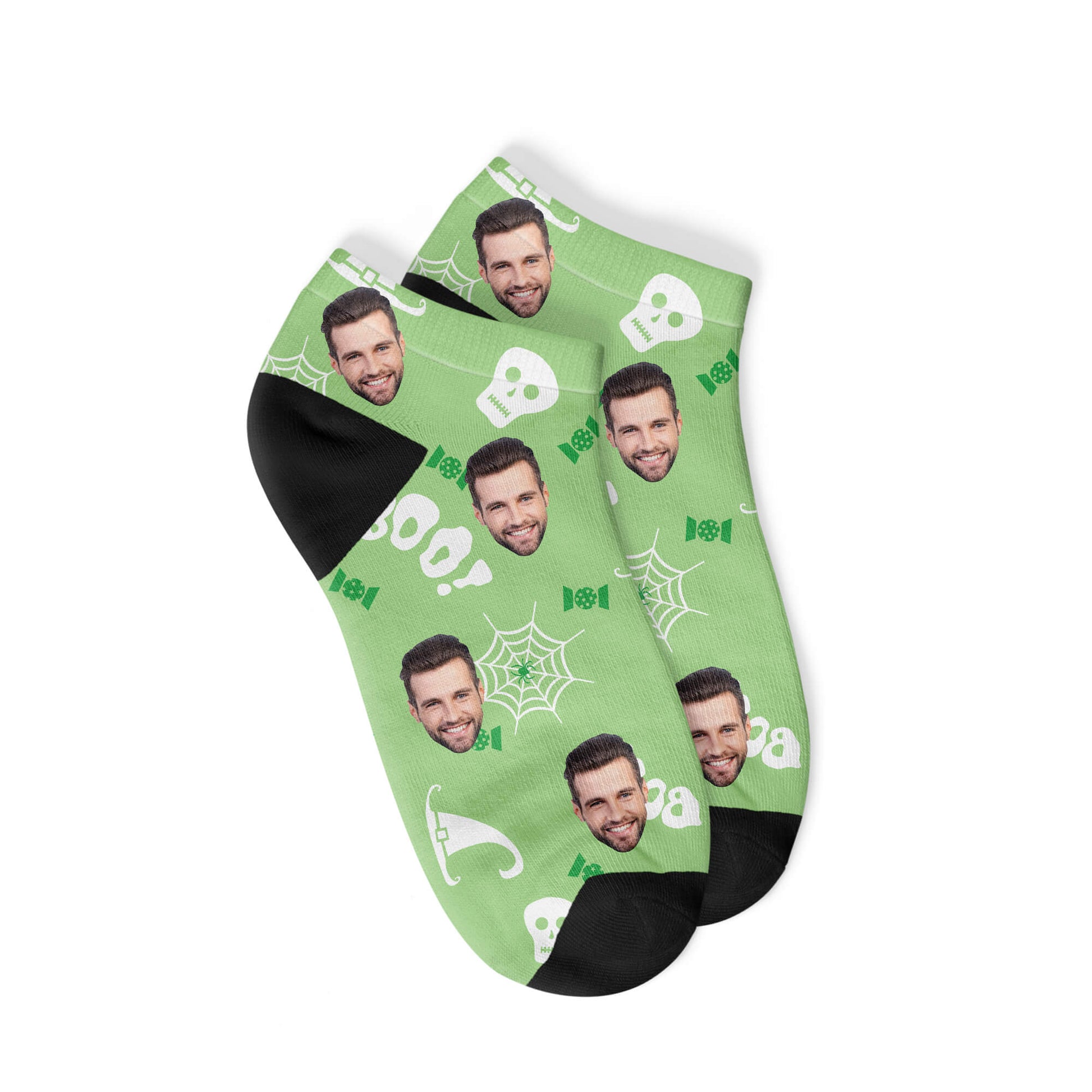 Personalisierte gespenstige Halloween Sneakersocken Grün