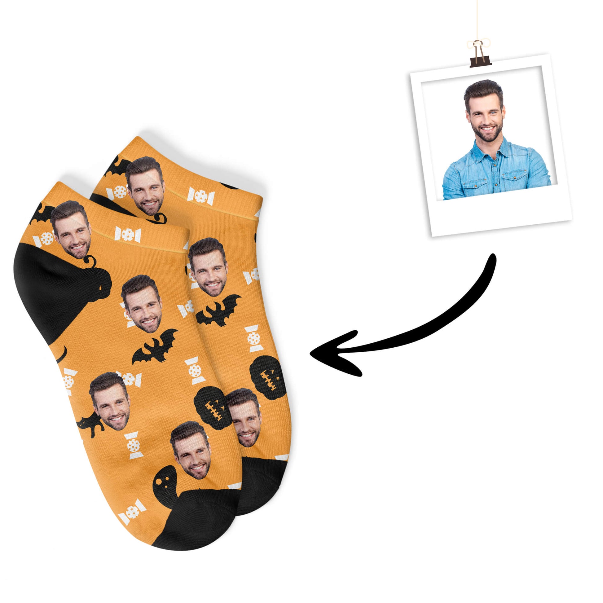 Personalisierte gruselige Halloween Sneakersocken Orange