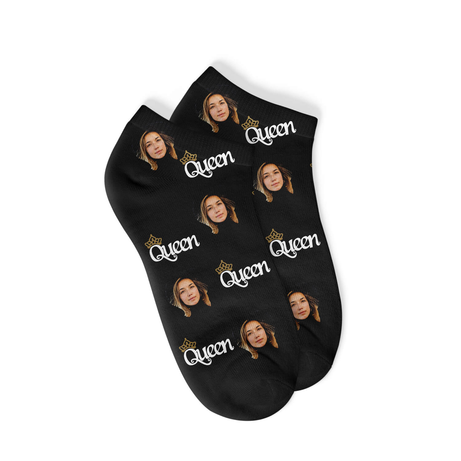 Personalisierte Queen Sneakersocken Schwarz