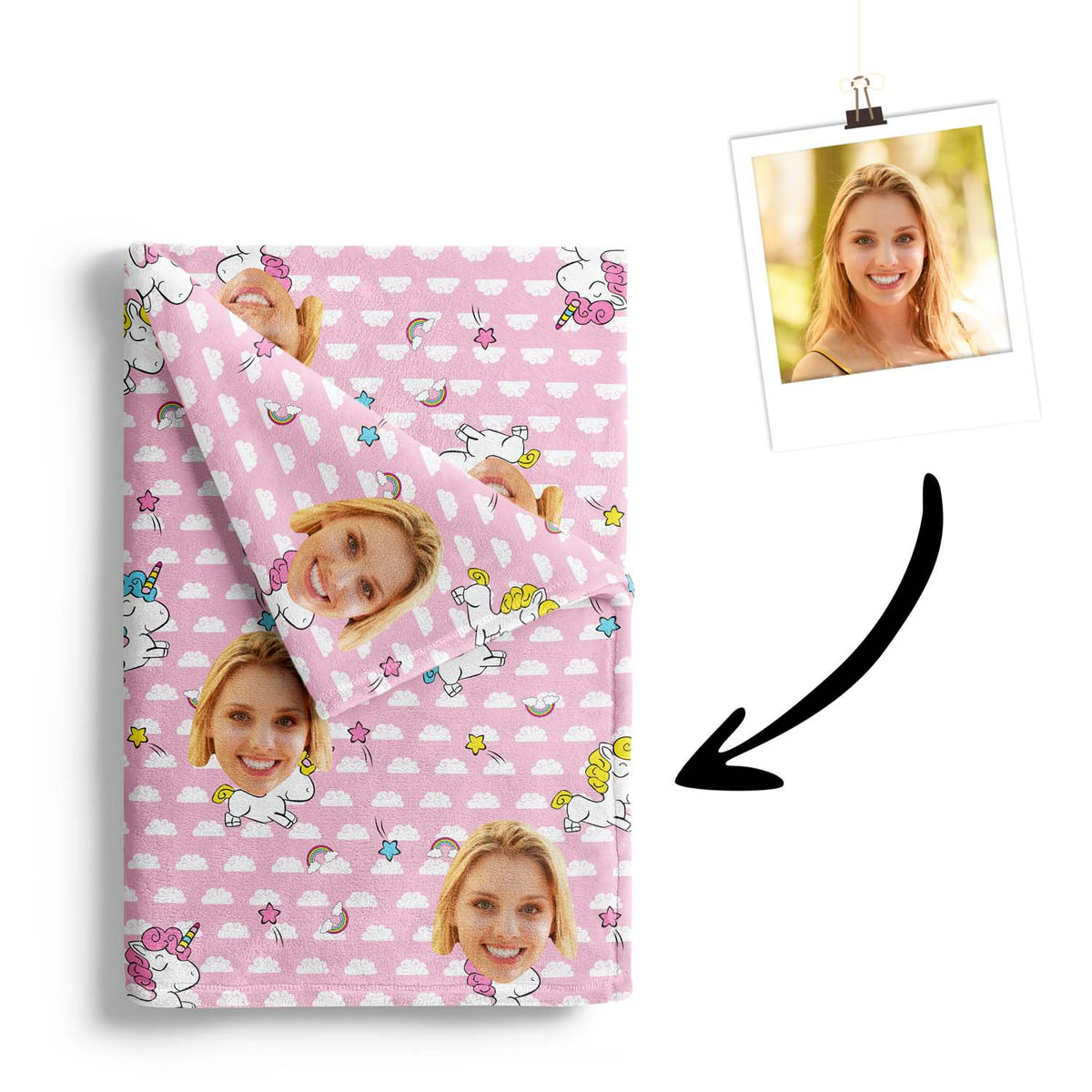 Einhorn Kuscheldecke mit deinem Foto