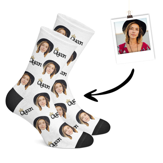 Personalisierte Queen Socken Weiß