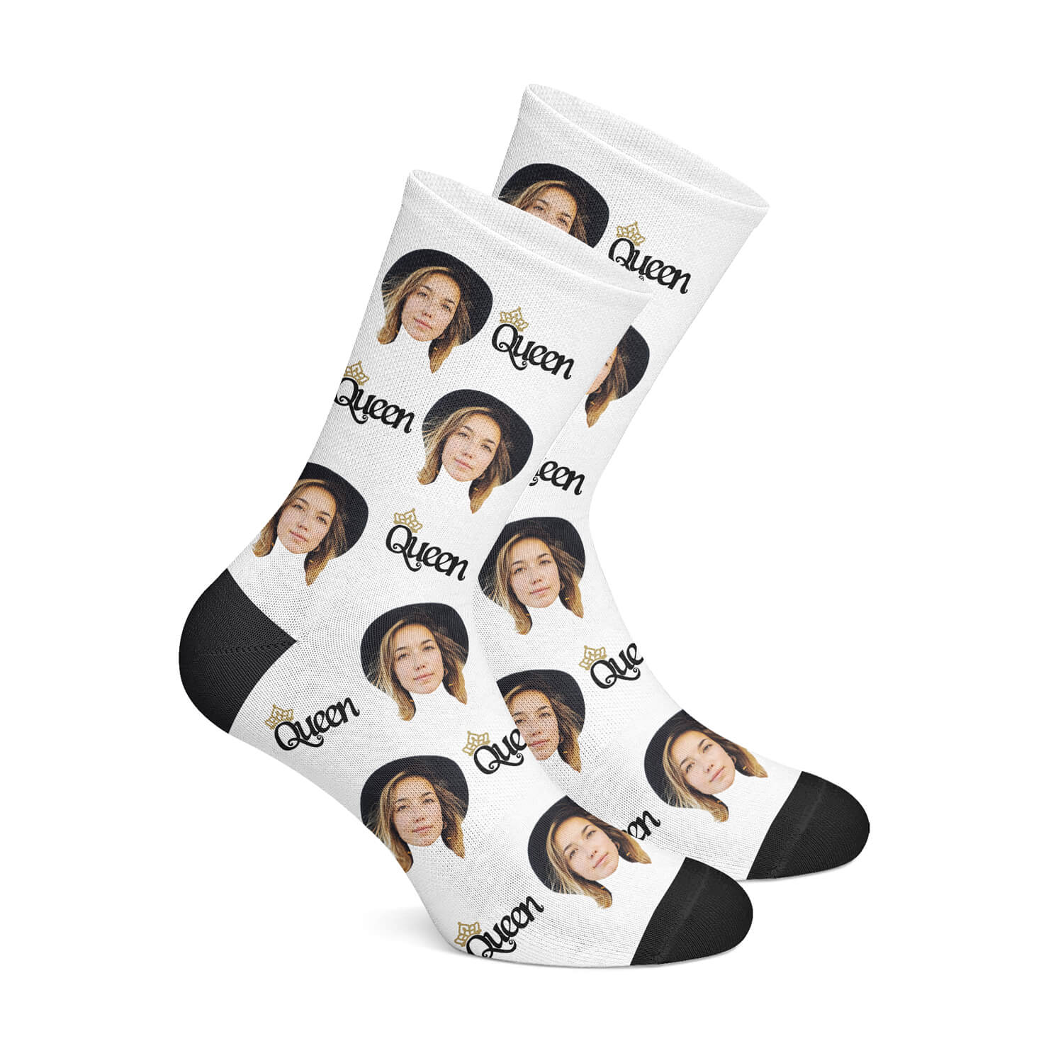 Personalisierte Queen Socken Weiß