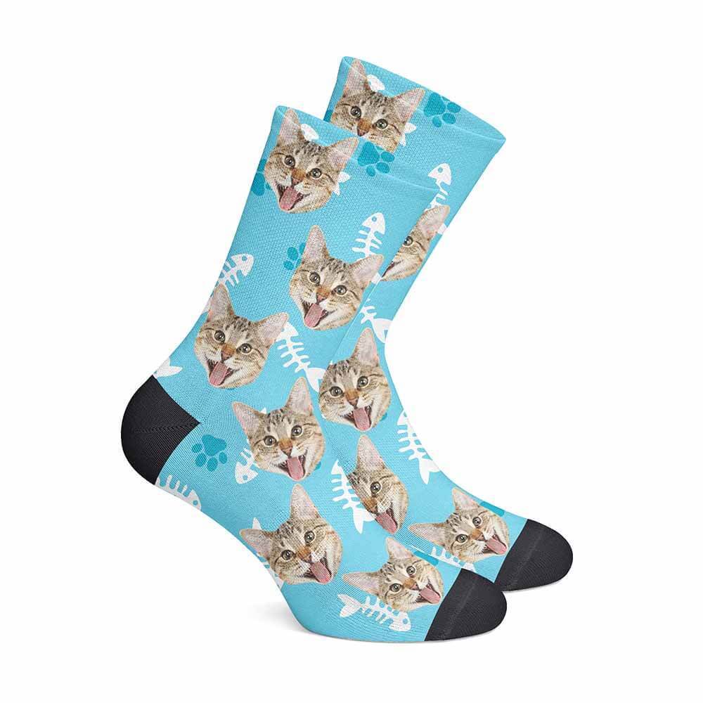 Personalisierte Katzensocken Blau