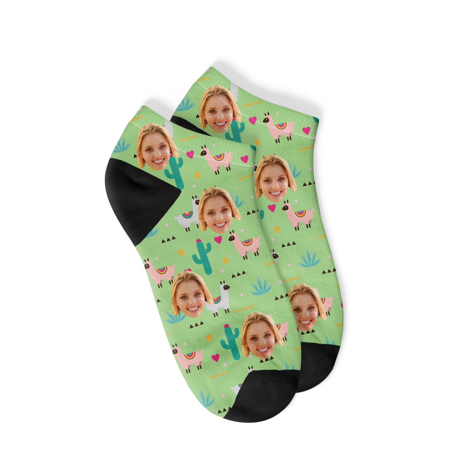 Personalisierte Alpaka Sneakersocken Grün