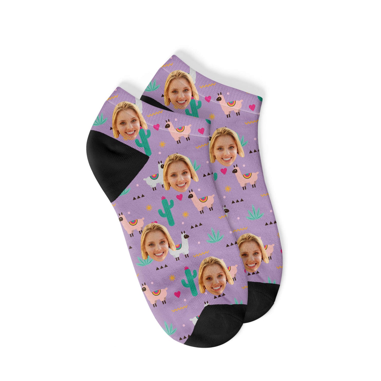 Personalisierte Alpaka Sneakersocken Lila