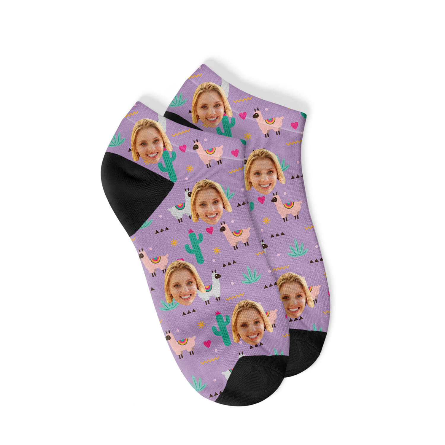Personalisierte Alpaka Sneakersocken Lila