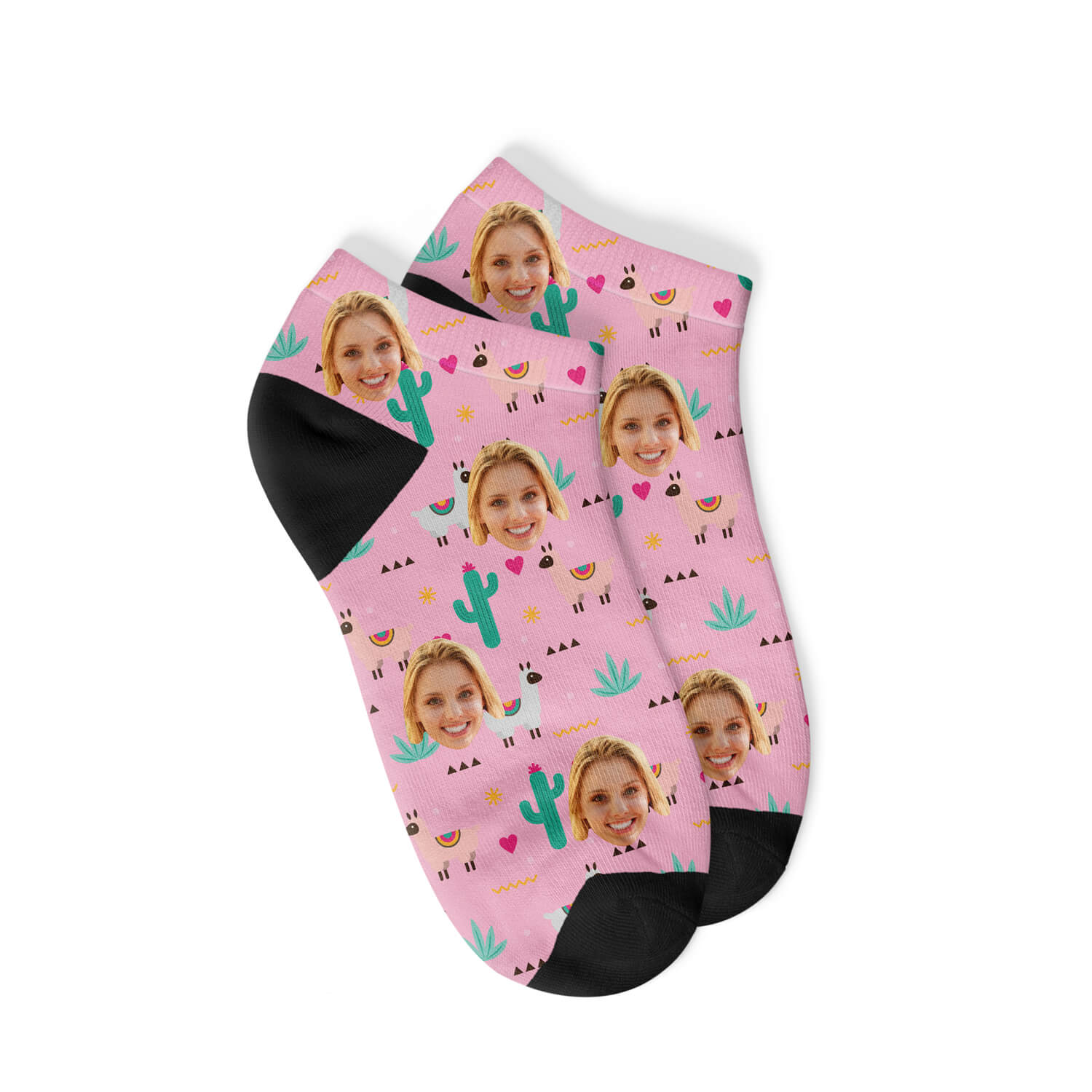 Personalisierte Alpaka Sneakersocken Pink