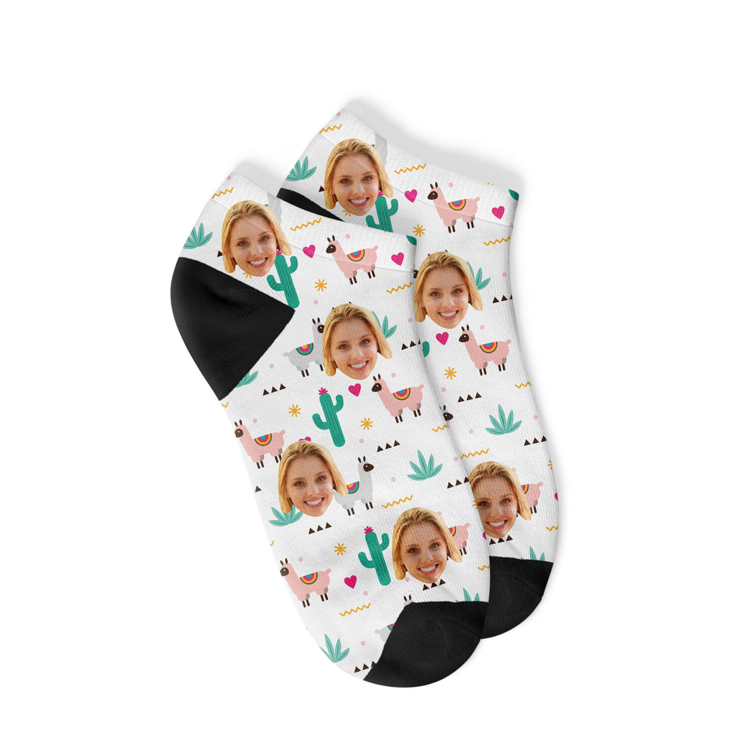 Personalisierte Alpaka Sneakersocken Weiß