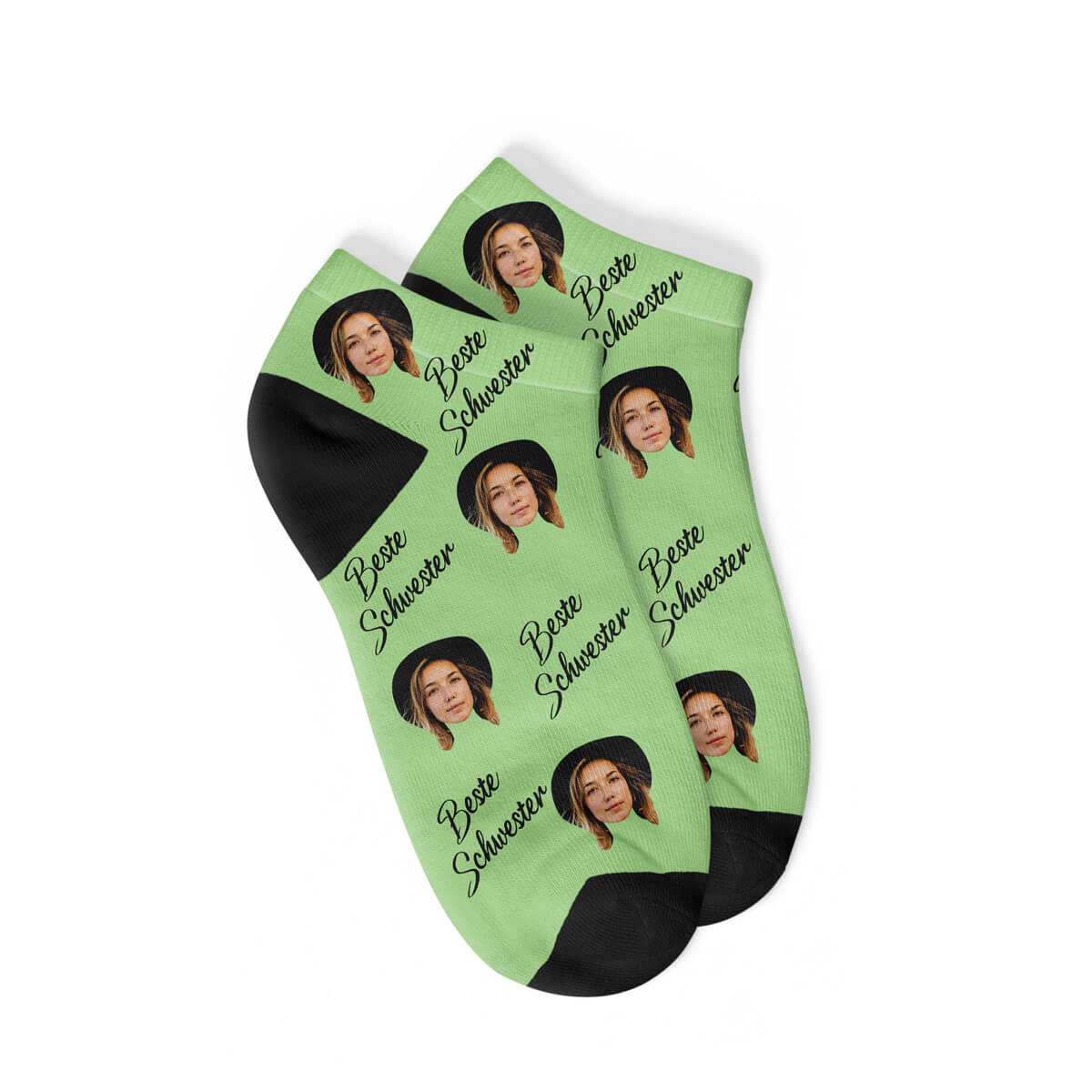 Personalisierte "BESTE SCHWESTER" Sneakersocken Grün