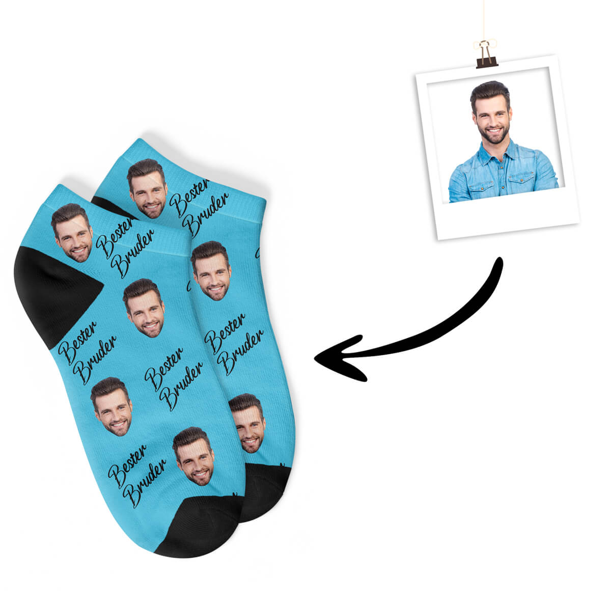 Personalisierte "BESTER BRUDER" Sneakersocken Blau