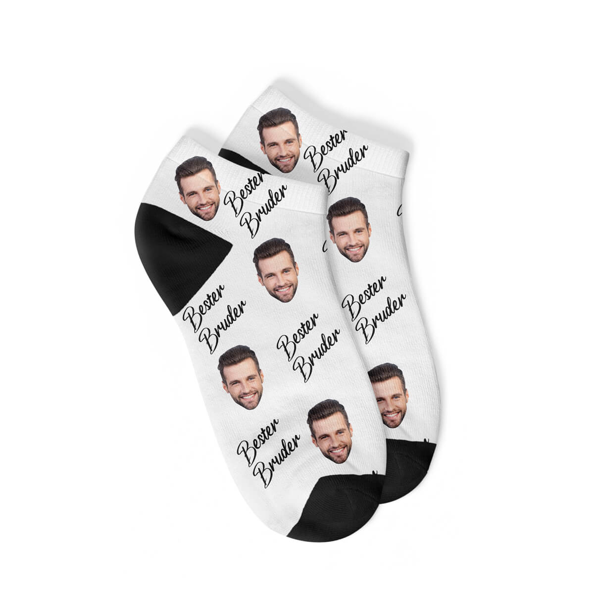 Personalisierte "BESTER BRUDER" Sneakersocken Weiß